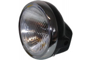 Headlight Round Black Back Complete Universal 7"