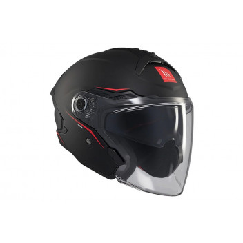 LARGE COSMO A1 MATT BLACK OPEN FACE WITH VISOR MT HELMET