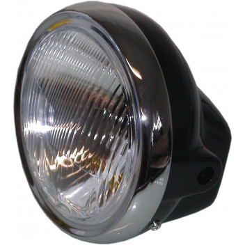 Headlight Round Black Back Complete Universal 7"
